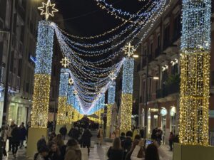 Christmas lights on a street in Bari