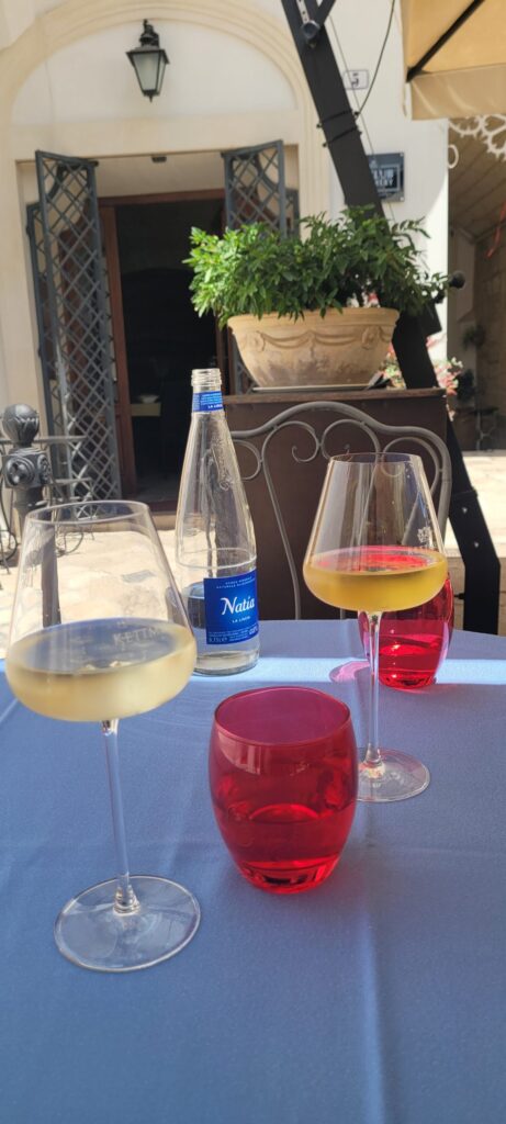 wine at an outdoor table in Galatina