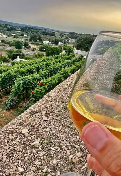 wine at sunset in locorotondo